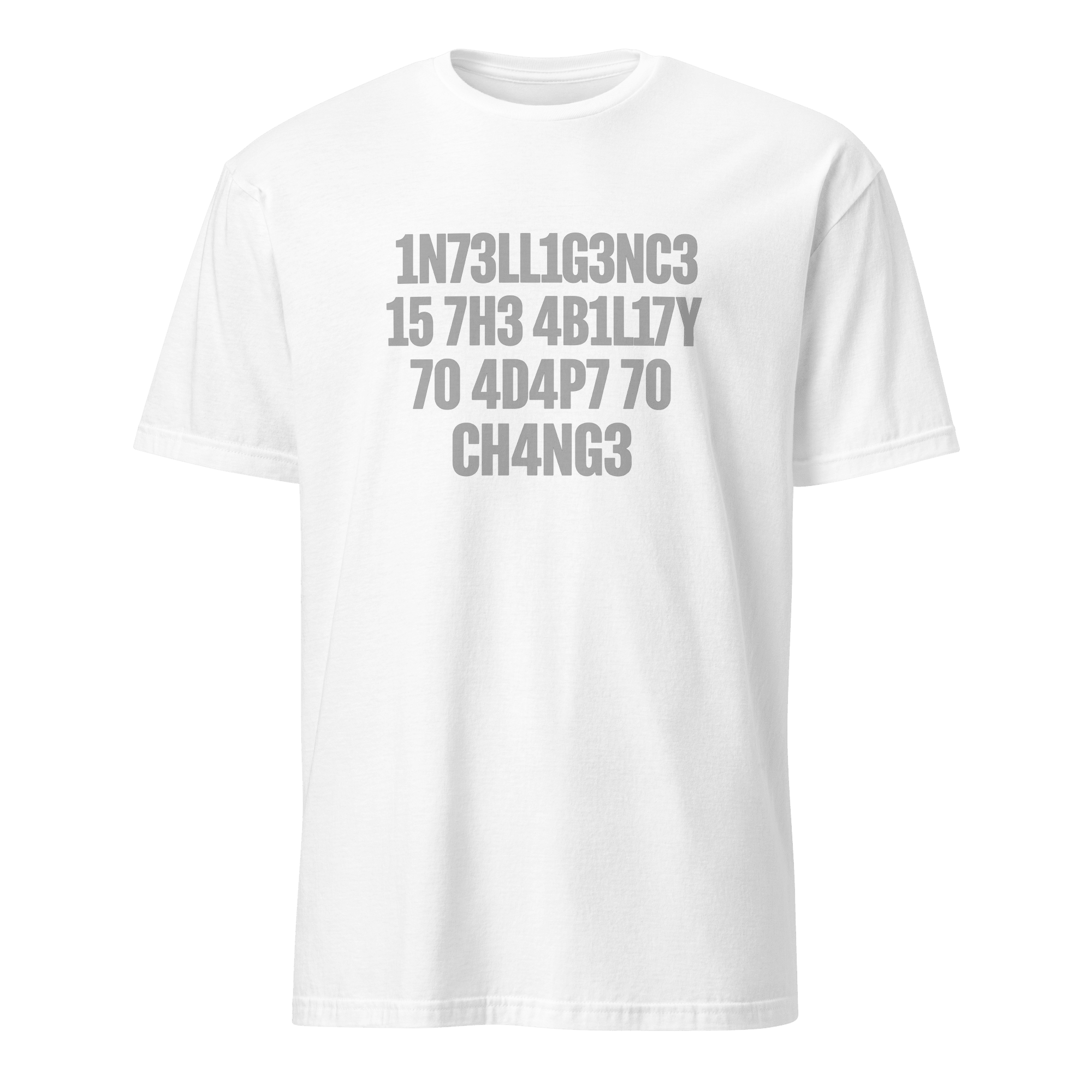 1n73ll1g3nc3 4d4p7 code full-search 1n73ll1g3nc3 15 7h3 4b1l17y 70 4d4p7 70 ch4ng3 minimalist - Developer T-shirt - techmerch.io
