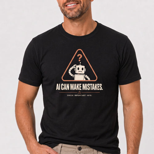 AI Can Make Mistakes ai automation cartoon - Developer T-shirt - techmerch.io