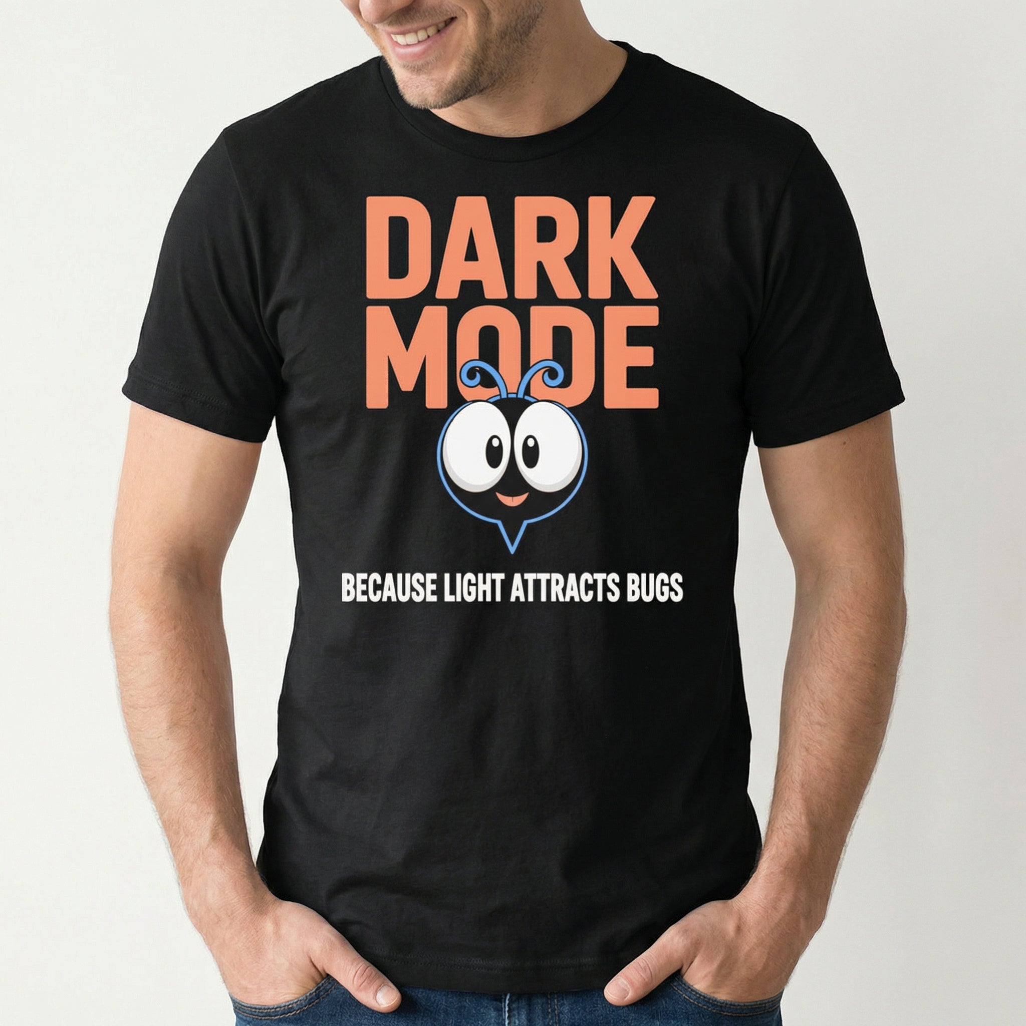 Avoid The Bugs bugs cartoon darkmode - Developer T-shirt - techmerch.io