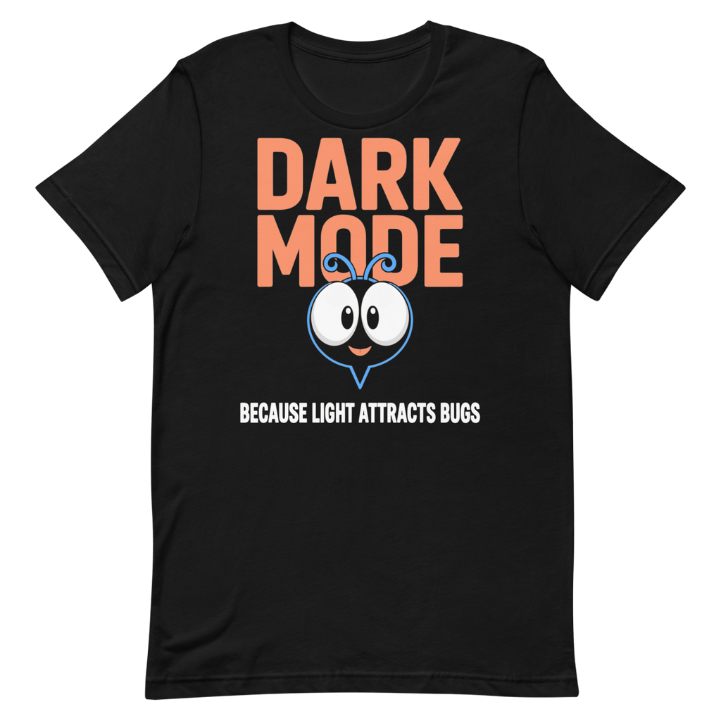 Avoid The Bugs bug cartoon dark mode - Developer T-shirt - techmerch.io