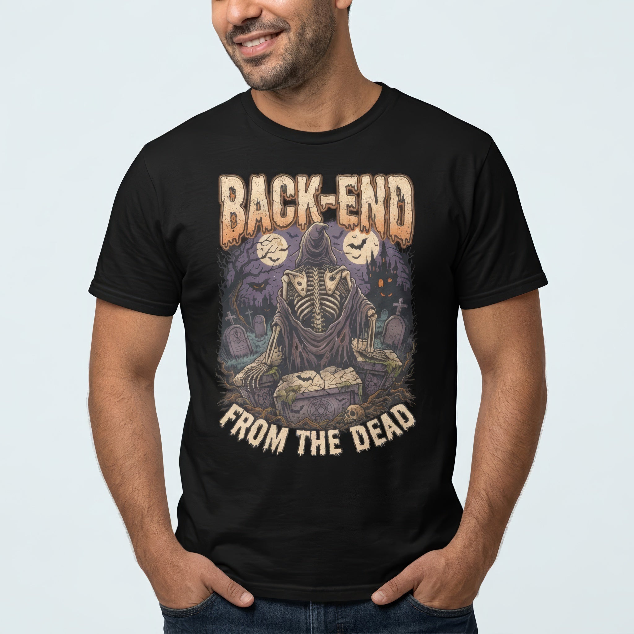 Back-End From The Dead backend cartoon full-search BackEnd From The Dead - Developer T-shirt - techmerch.io