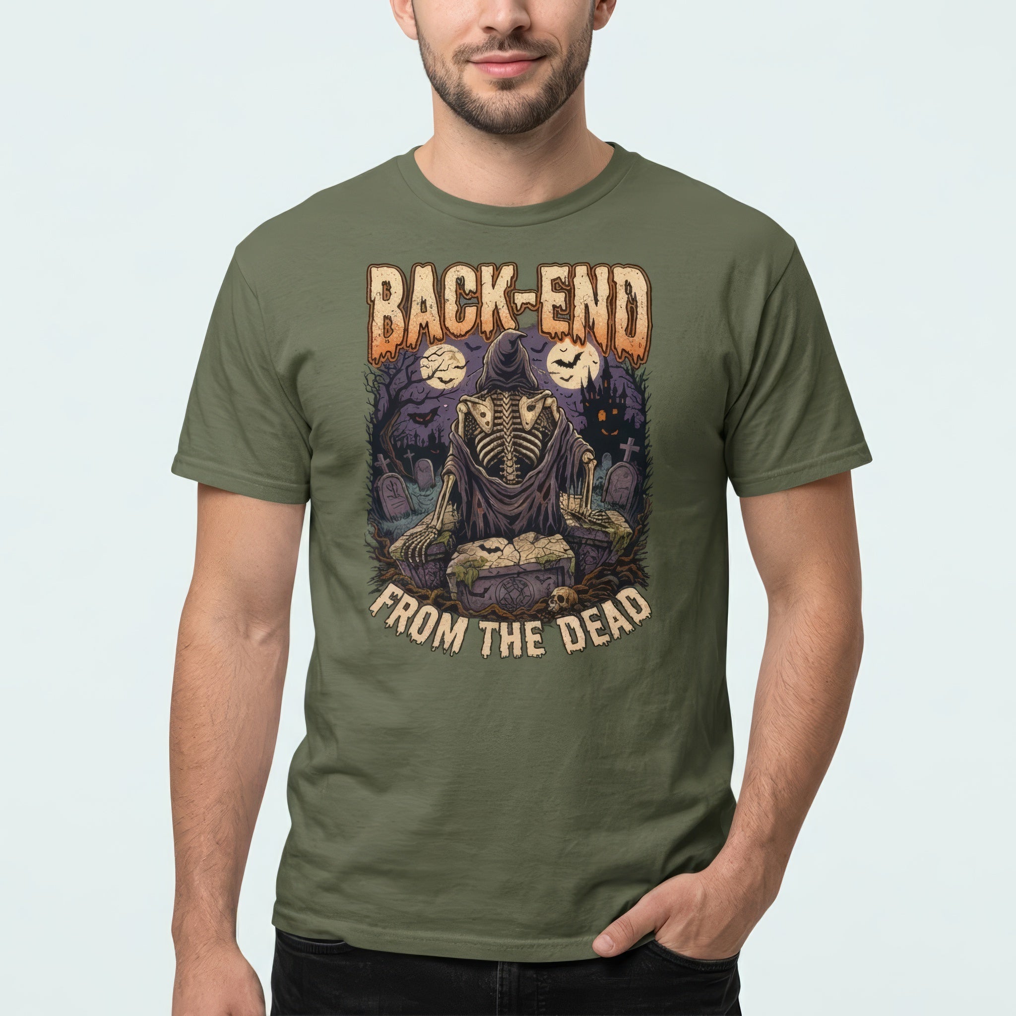 Back-End From The Dead backend cartoon full-search BackEnd From The Dead - Developer T-shirt - techmerch.io