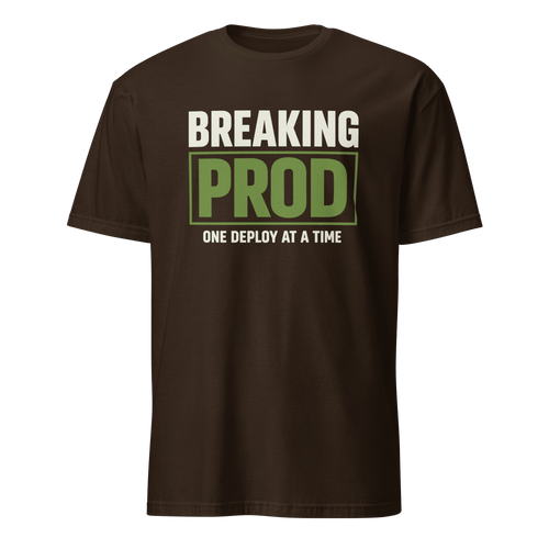 Breaking Prod cartoon deployment devops - Developer T-shirt - techmerch.io