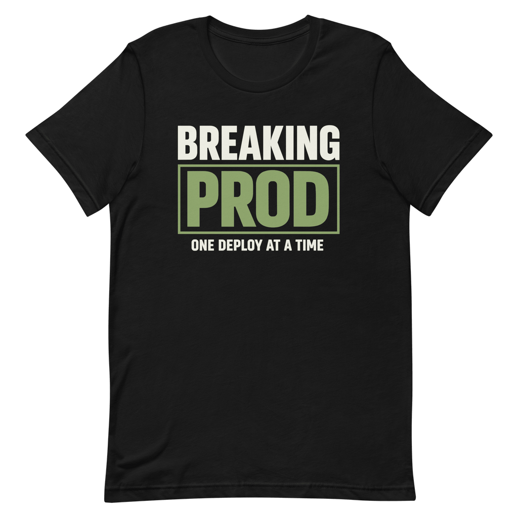 Breaking Prod cartoon deployment devops - Developer T-shirt - techmerch.io
