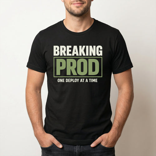 Breaking Prod cartoon deployment devops - Developer T-shirt - techmerch.io