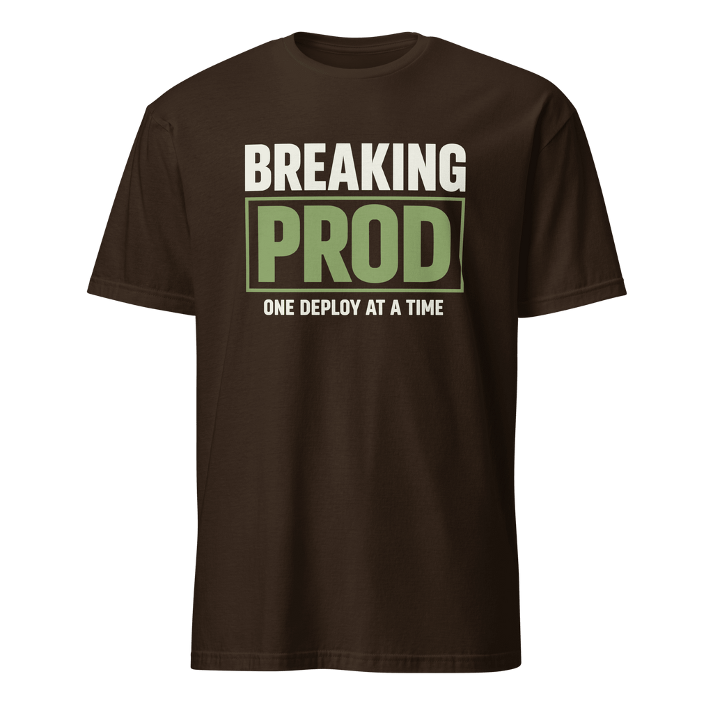Breaking Prod cartoon deployment devops - Developer T-shirt - techmerch.io