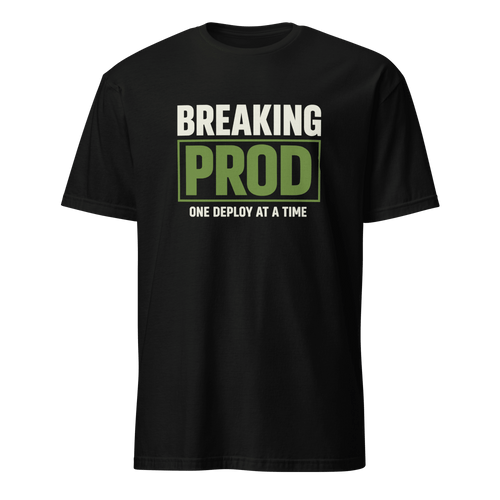 Breaking Production cartoon deployment devops - Developer T-shirt - techmerch.io
