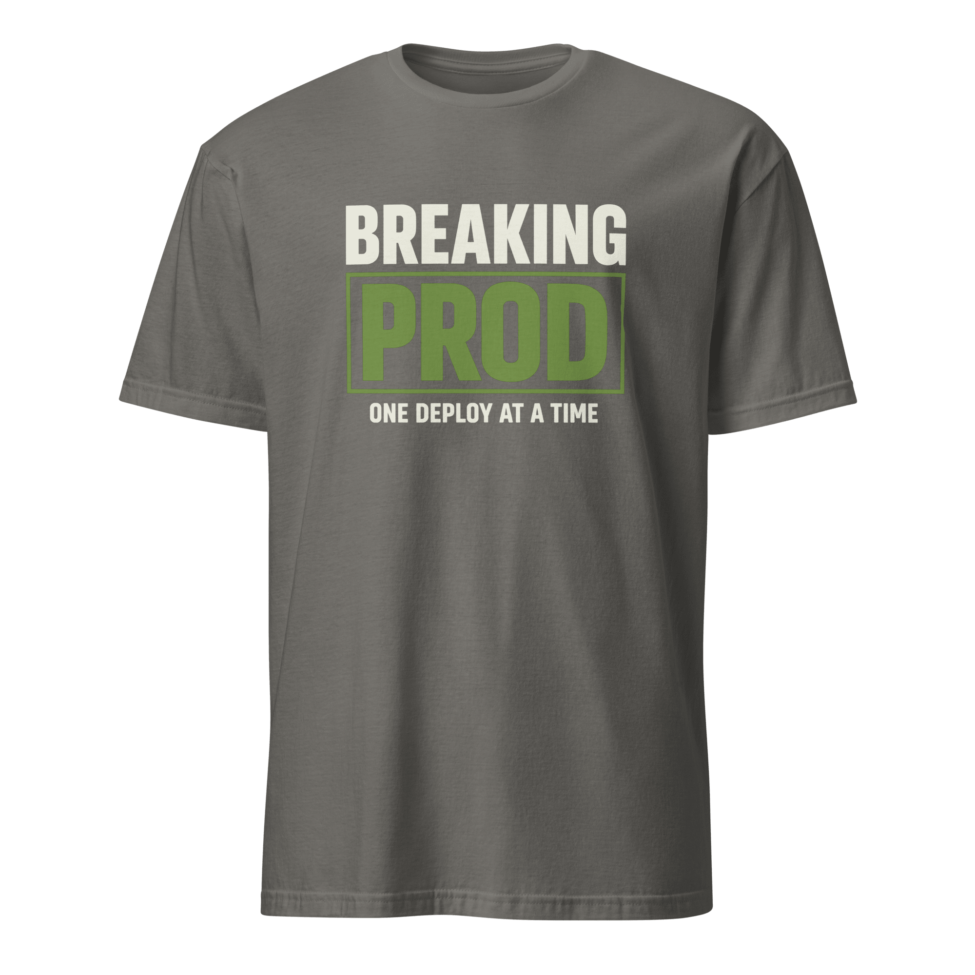 Breaking Production cartoon deployment devops - Developer T-shirt - techmerch.io