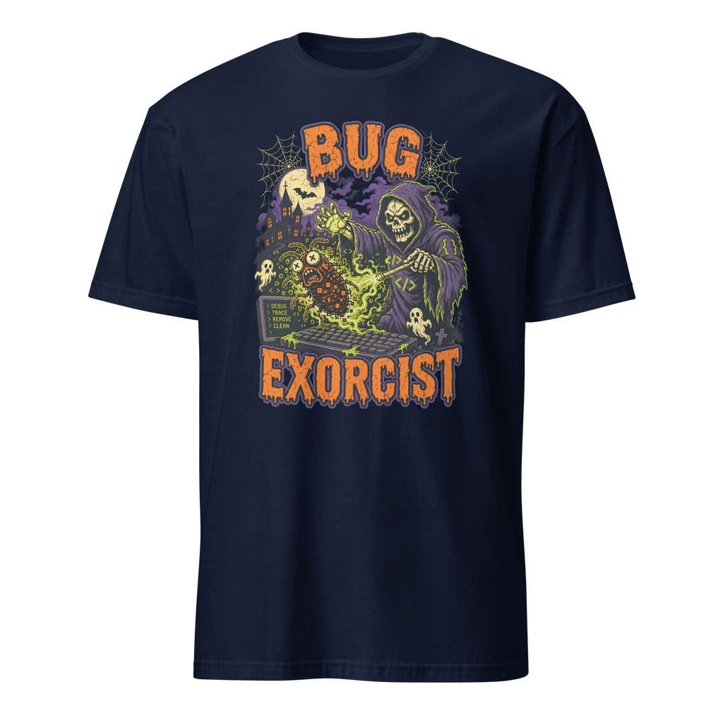 Bug Exorcist bugs cartoon debugging - Developer T-shirt - techmerch.io