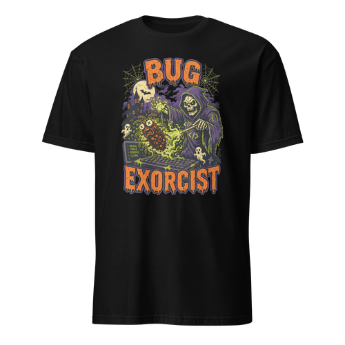 Bug Exorcist bugs cartoon debugging - Developer T-shirt - techmerch.io