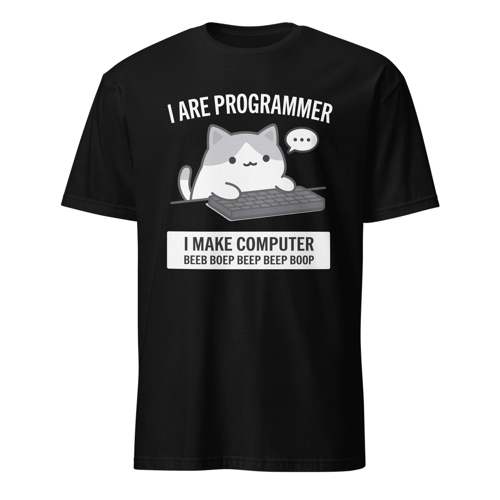 Cat Make Computer cartoon code full - search i are programmer make computer beeb - Developer T-shirt - techmerch.io