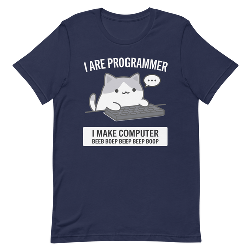 Cat Make Computer cartoon coding cute - Developer T-shirt - techmerch.io