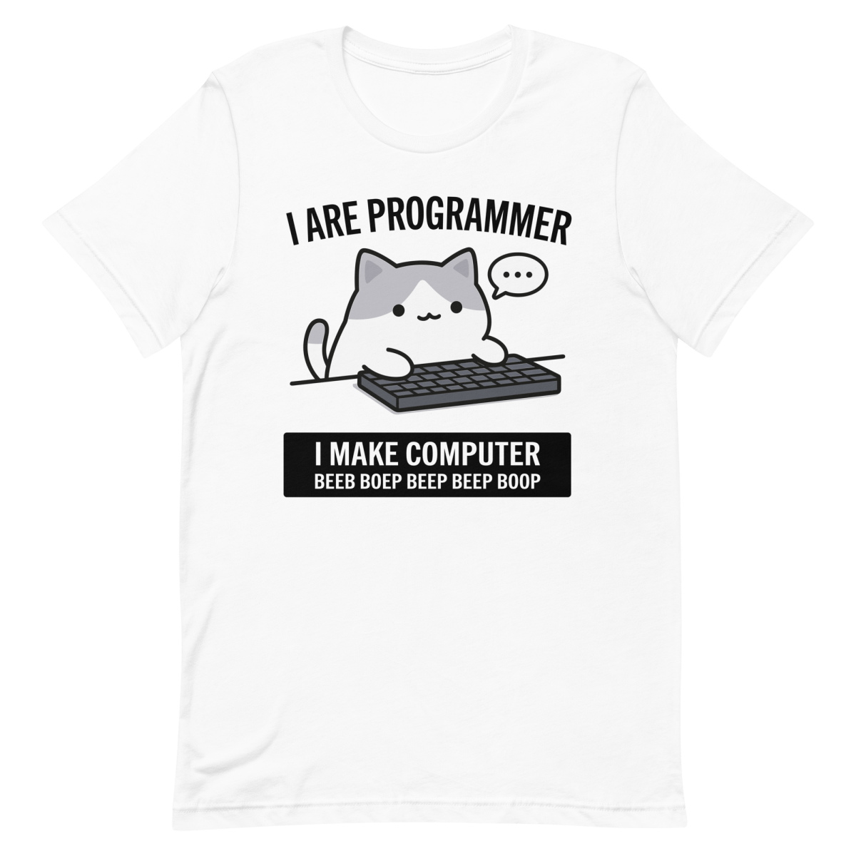 Cat Make Computer cartoon coding cute - Developer T-shirt - techmerch.io