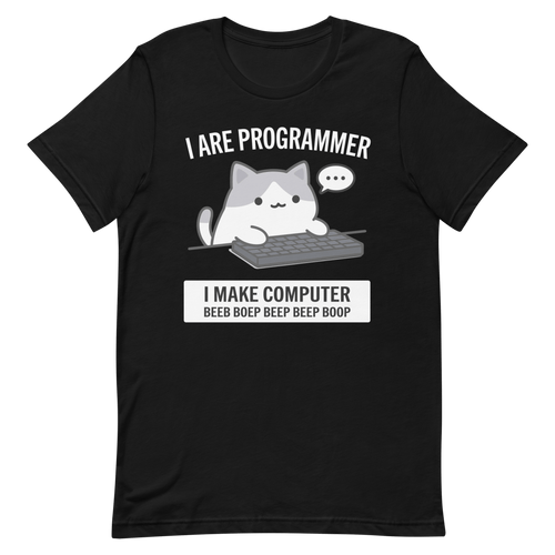 Cat Make Computer cartoon coding cute - Developer T-shirt - techmerch.io