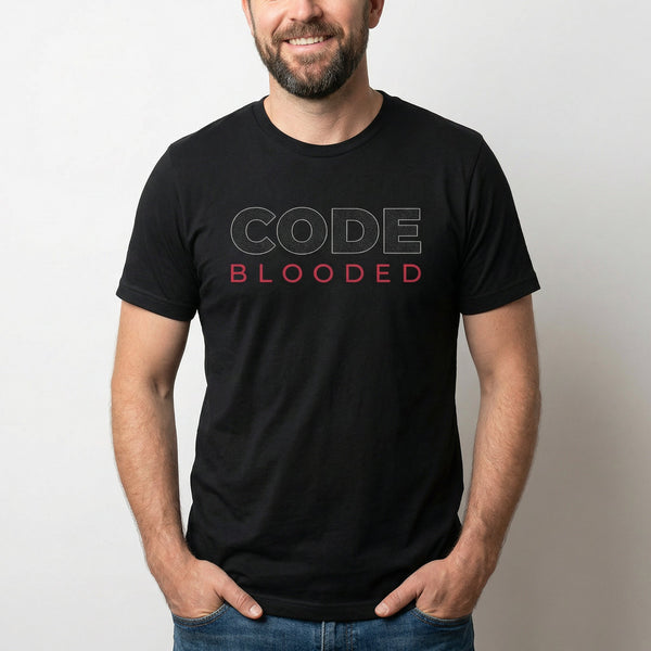 Code Blooded code deadpan full - search code blooded - Developer T-shirt - techmerch.io