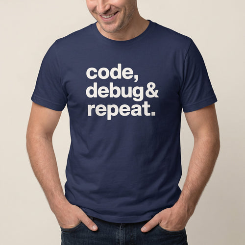 Code Debug & Repeat code debugging full - search code debug and repeat - Developer T-shirt - techmerch.io