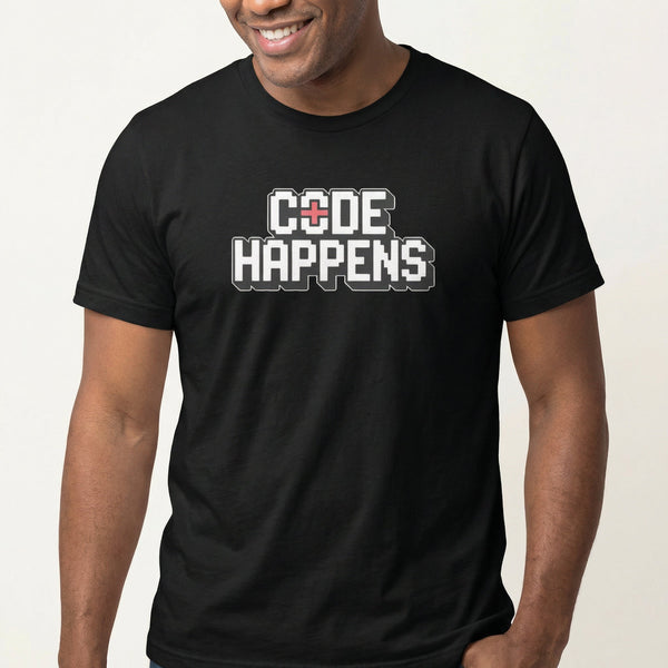 Code Happens code deadpan full - search code happens - Developer T-shirt - techmerch.io