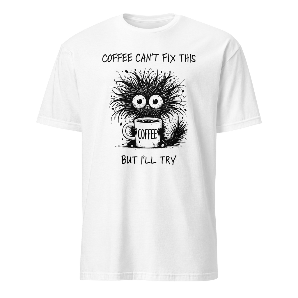 Coffee Can’t Fix This cartoon coffee debugging - Developer T-shirt - techmerch.io