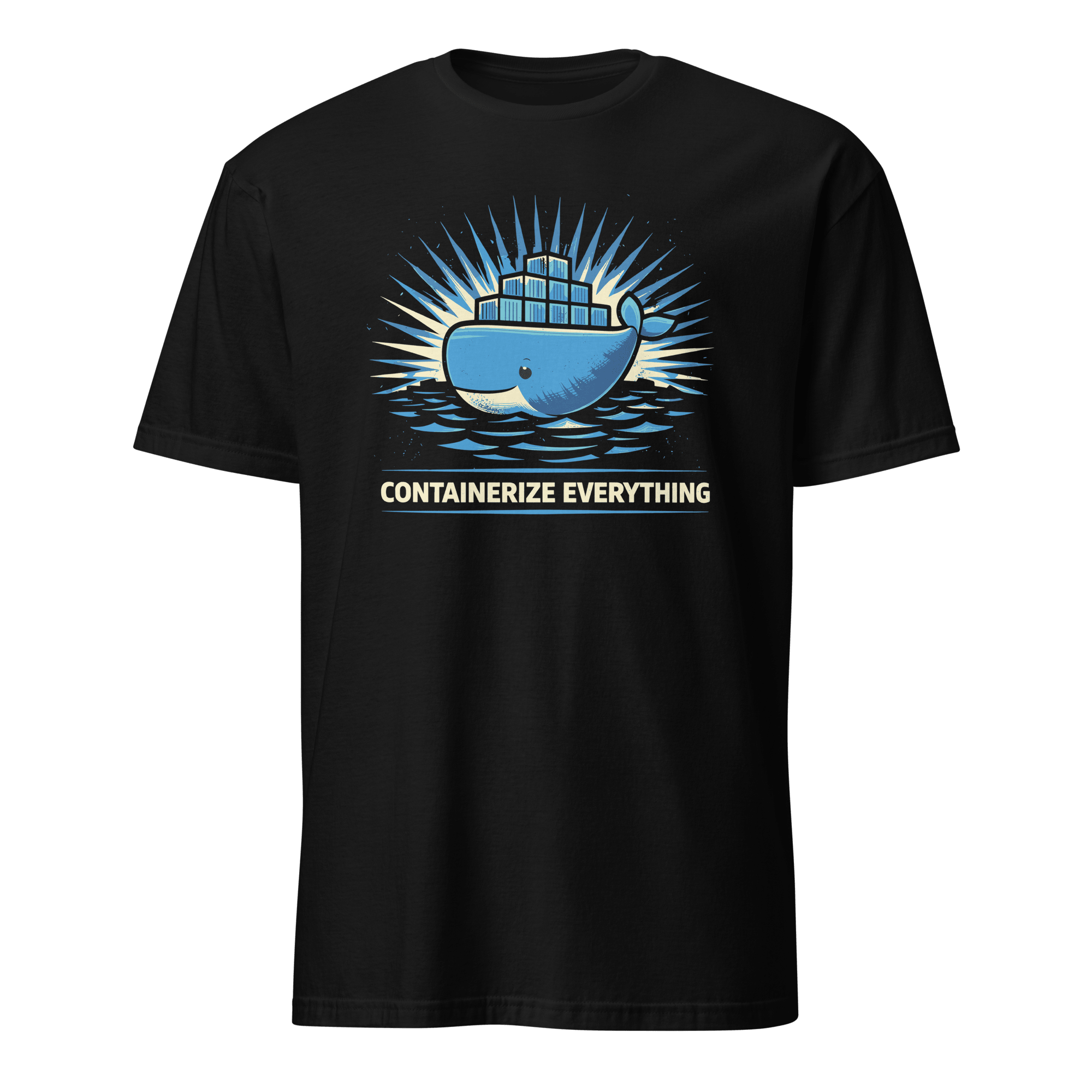 Containerize Everything cartoon devops docker - Developer T-shirt - techmerch.io