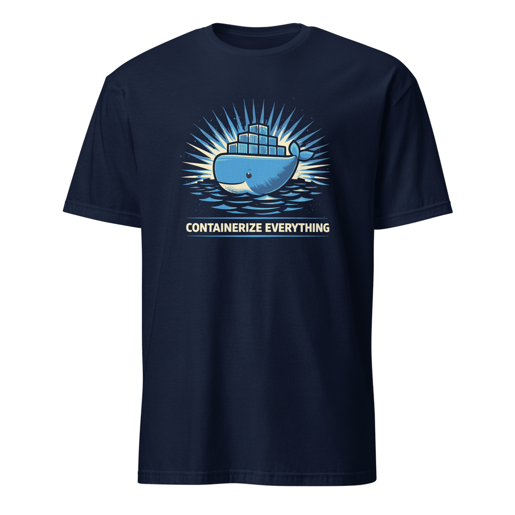 Containerize Everything cartoon devops docker - Developer T-shirt - techmerch.io