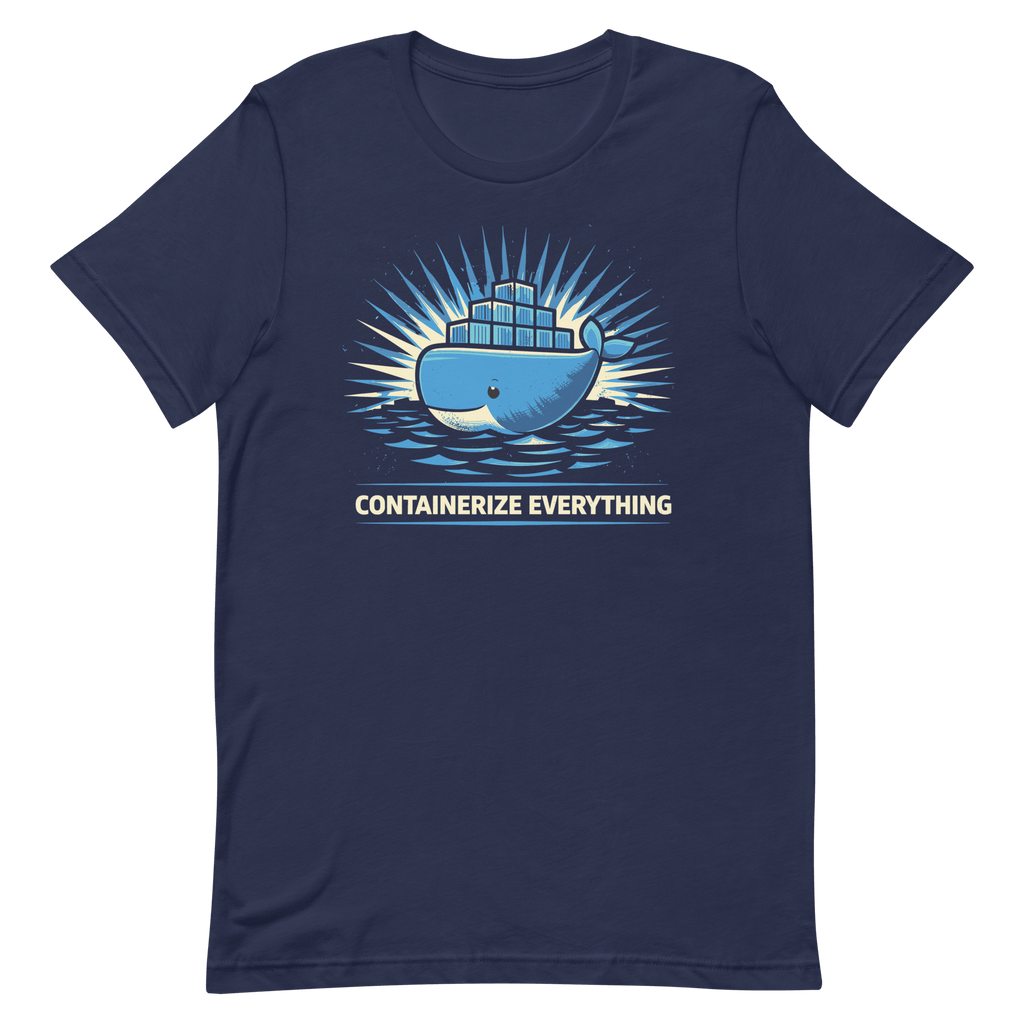 Containerize Everything cartoon devops docker - Developer T-shirt - techmerch.io