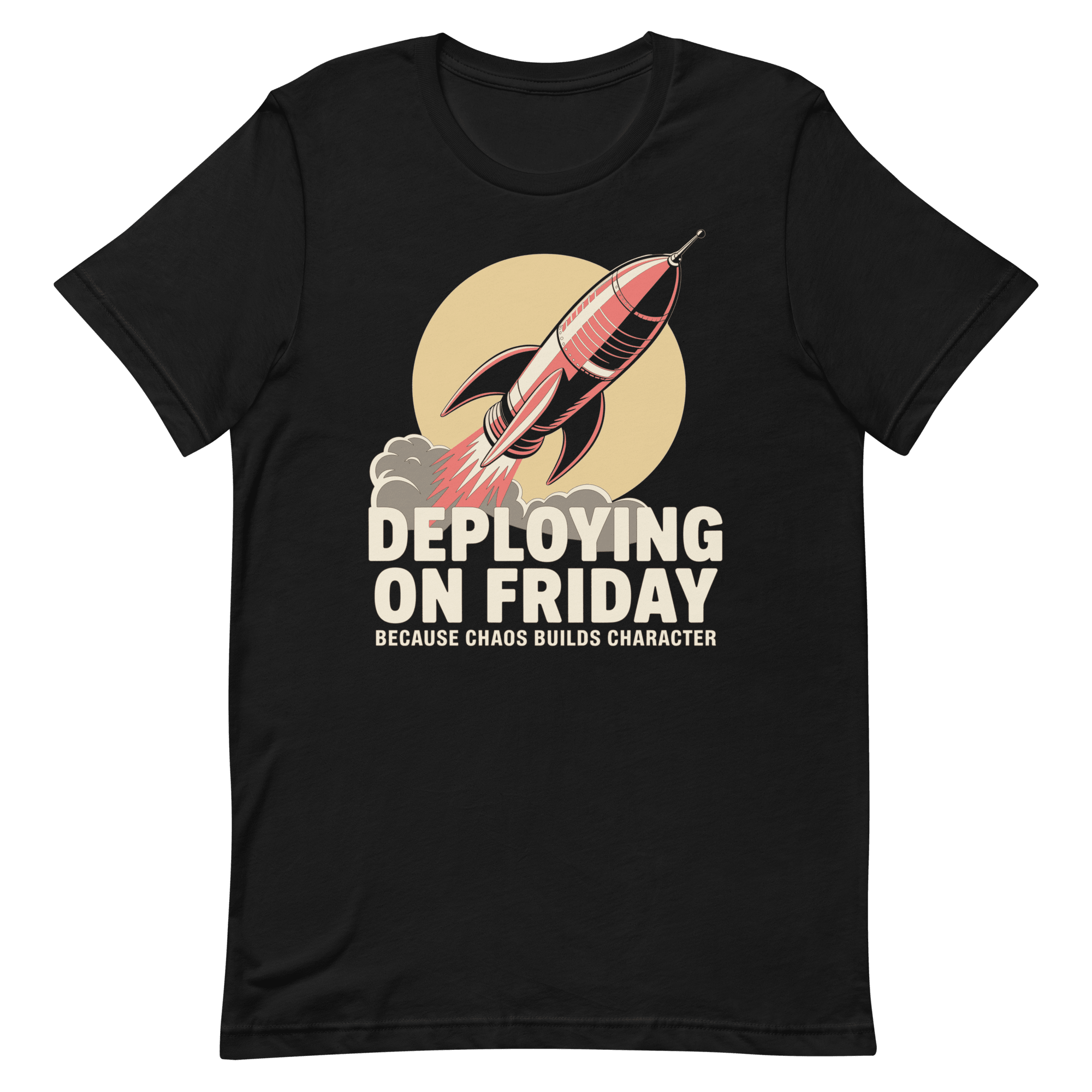 Deploying On Friday cartoon deployment devops - Developer T-shirt - techmerch.io