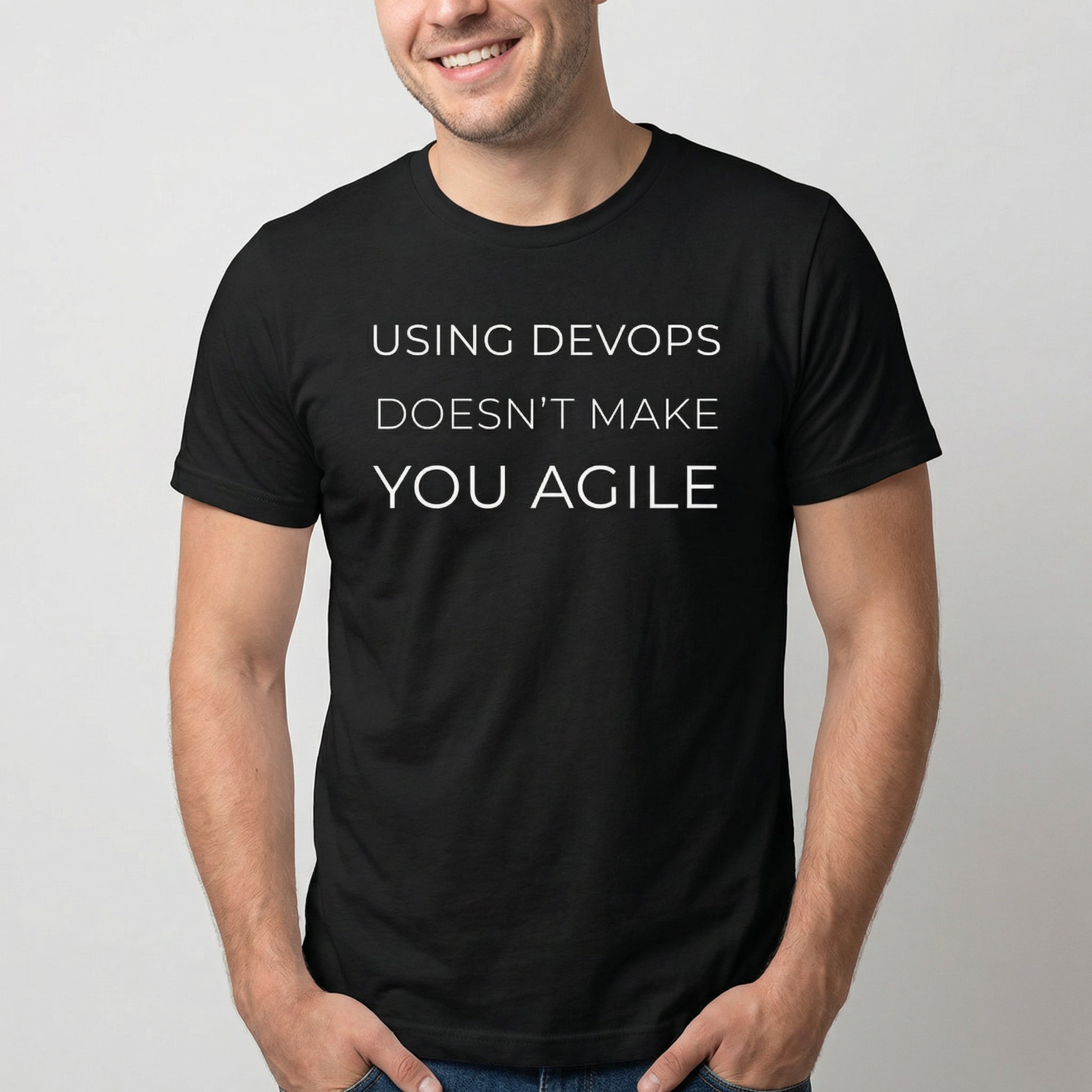 Devops ≠ Agile agile devops full - search using devops doesnt make you agile - Developer T-shirt - techmerch.io