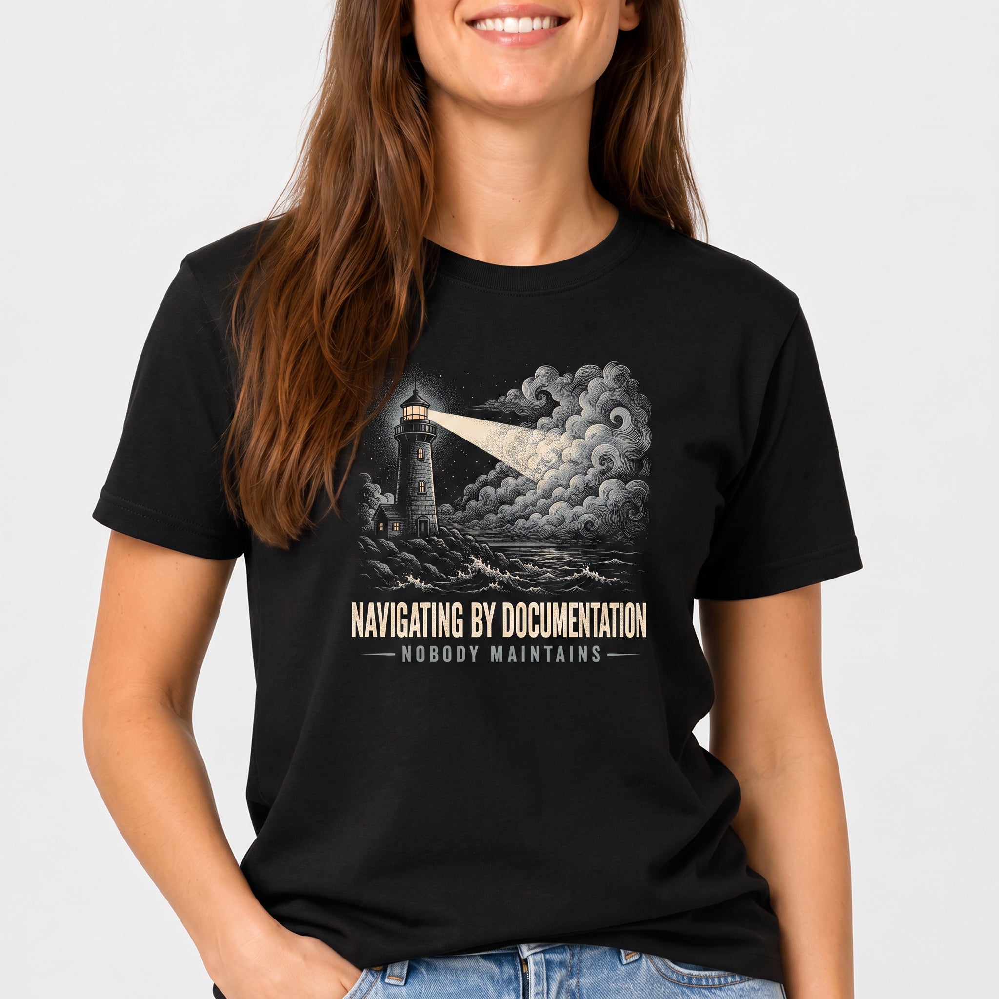 Docs Nobody Maintains code debugging full-search Navigating by Documentation Nobody Maintains - Developer T-shirt - techmerch.io