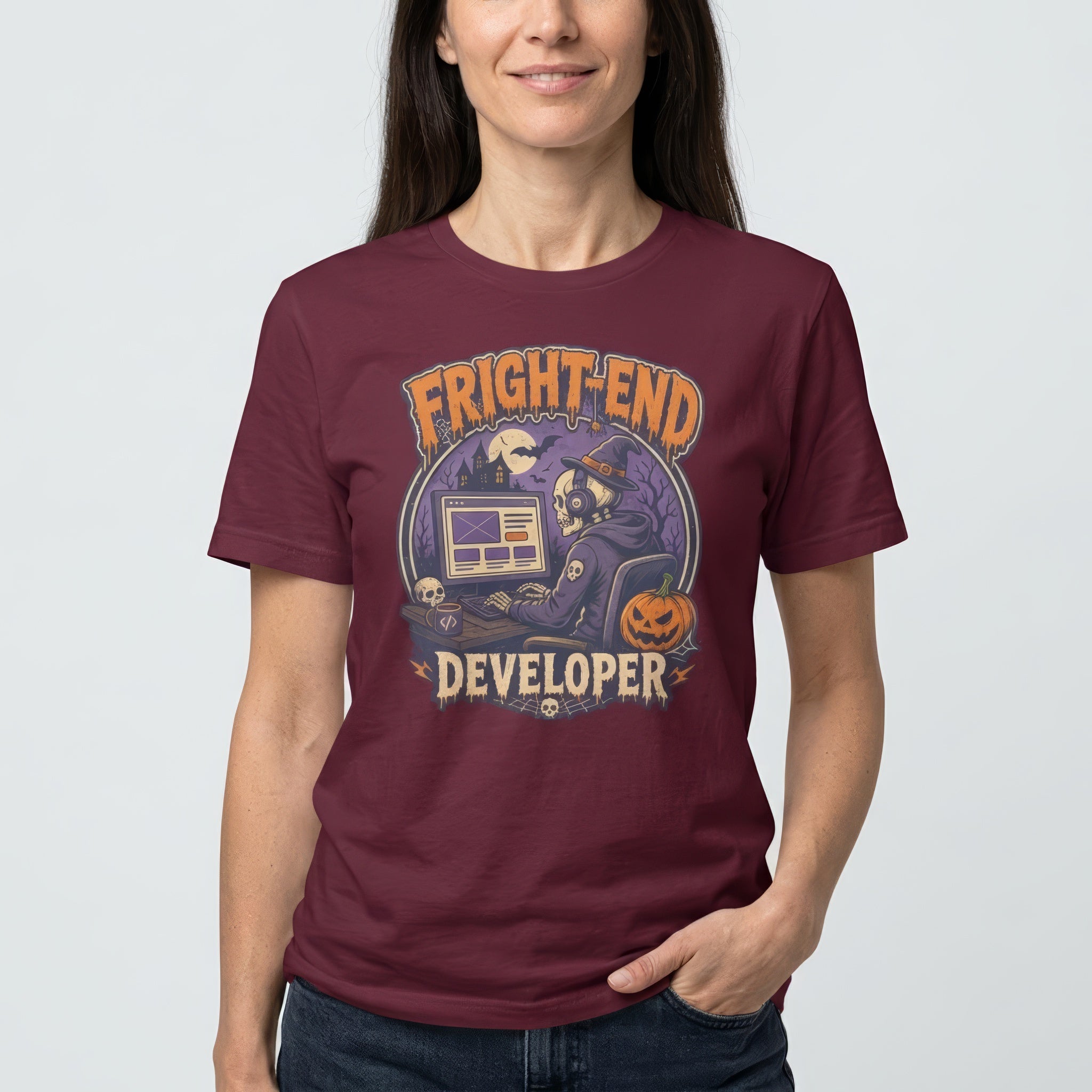 Fright-End Developer cartoon frontend full-search FrightEnd Developer - Developer T-shirt - techmerch.io