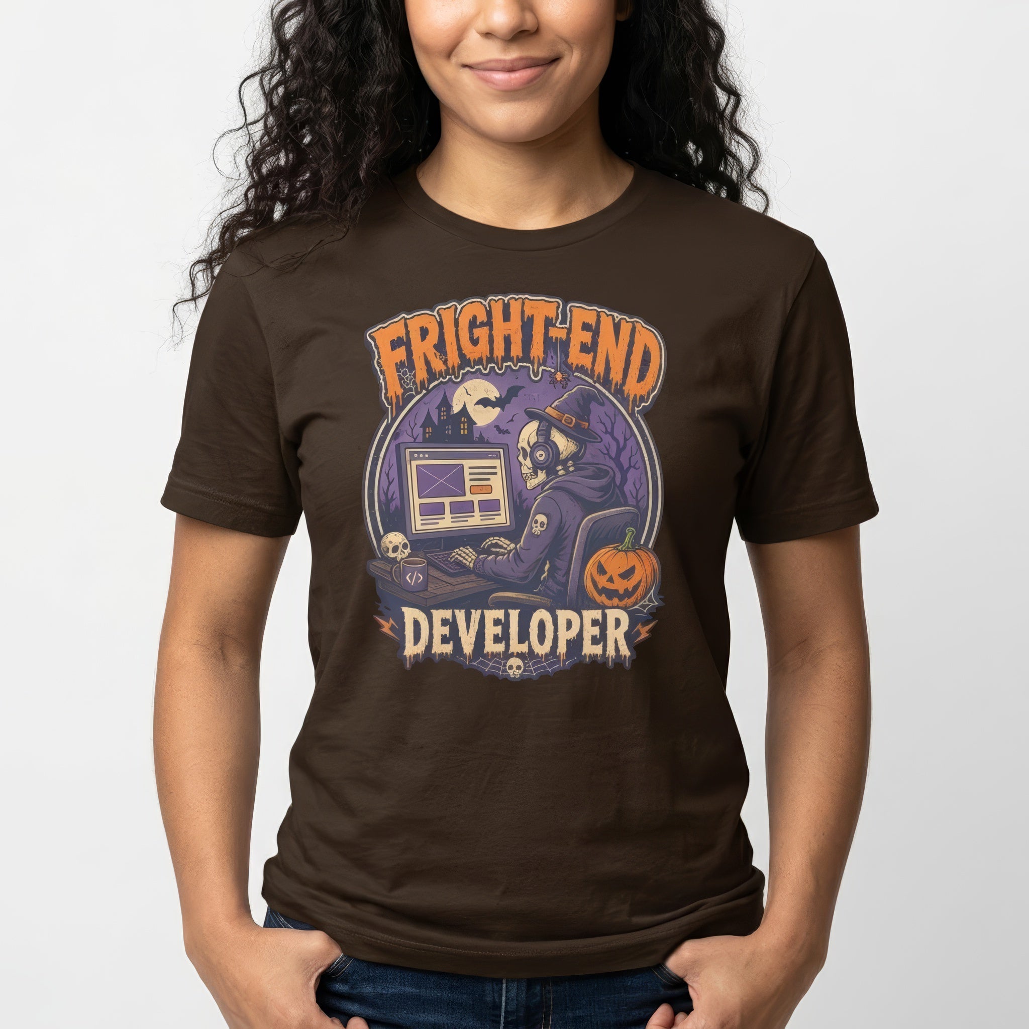 Fright-End Developer cartoon frontend full-search FrightEnd Developer - Developer T-shirt - techmerch.io
