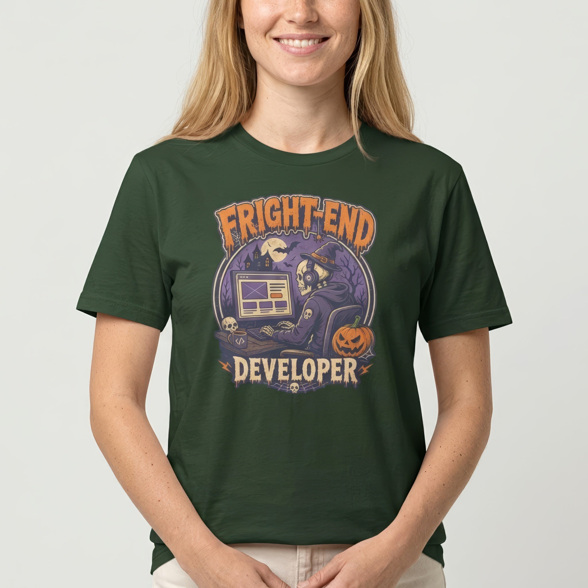 Fright-End Developer cartoon frontend full-search FrightEnd Developer - Developer T-shirt - techmerch.io