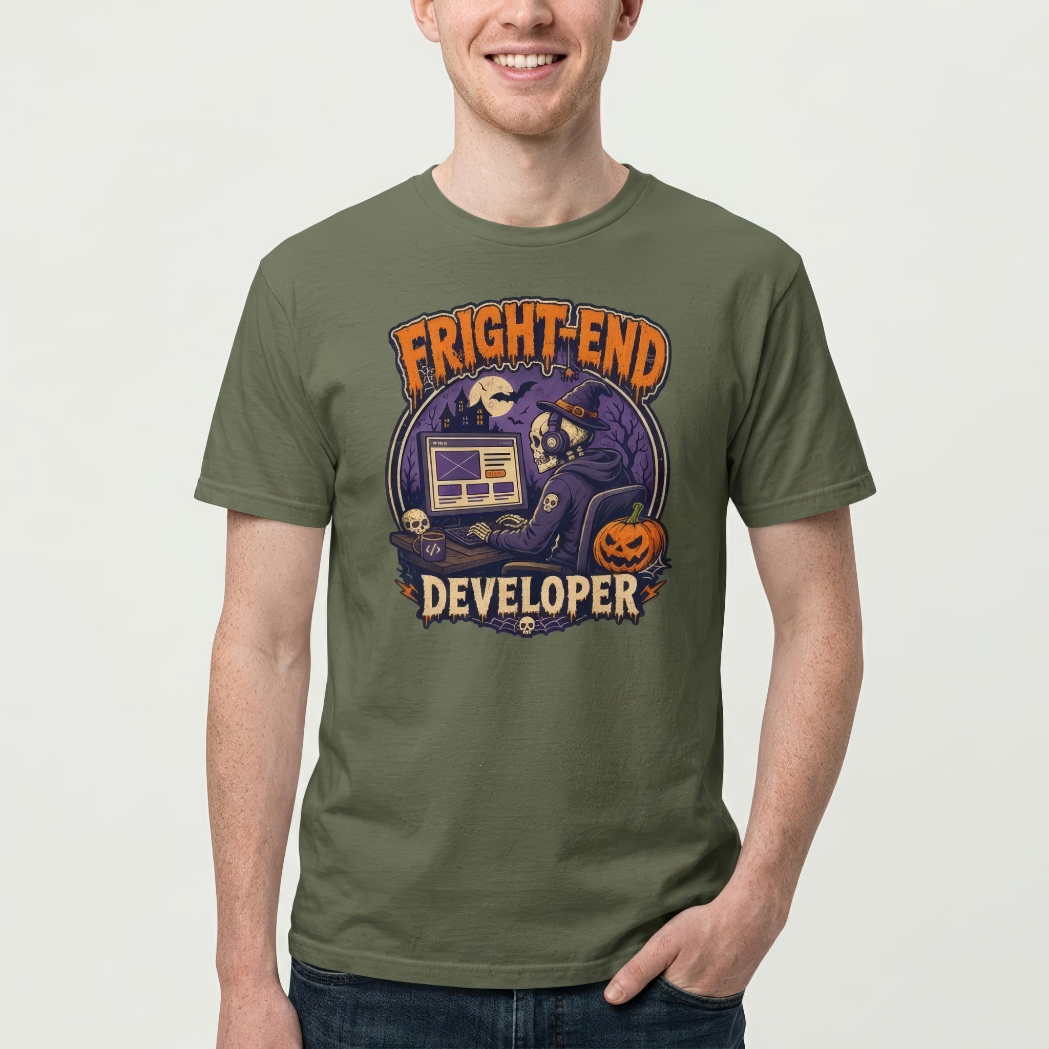 Fright-End Developer cartoon frontend full-search FrightEnd Developer - Developer T-shirt - techmerch.io