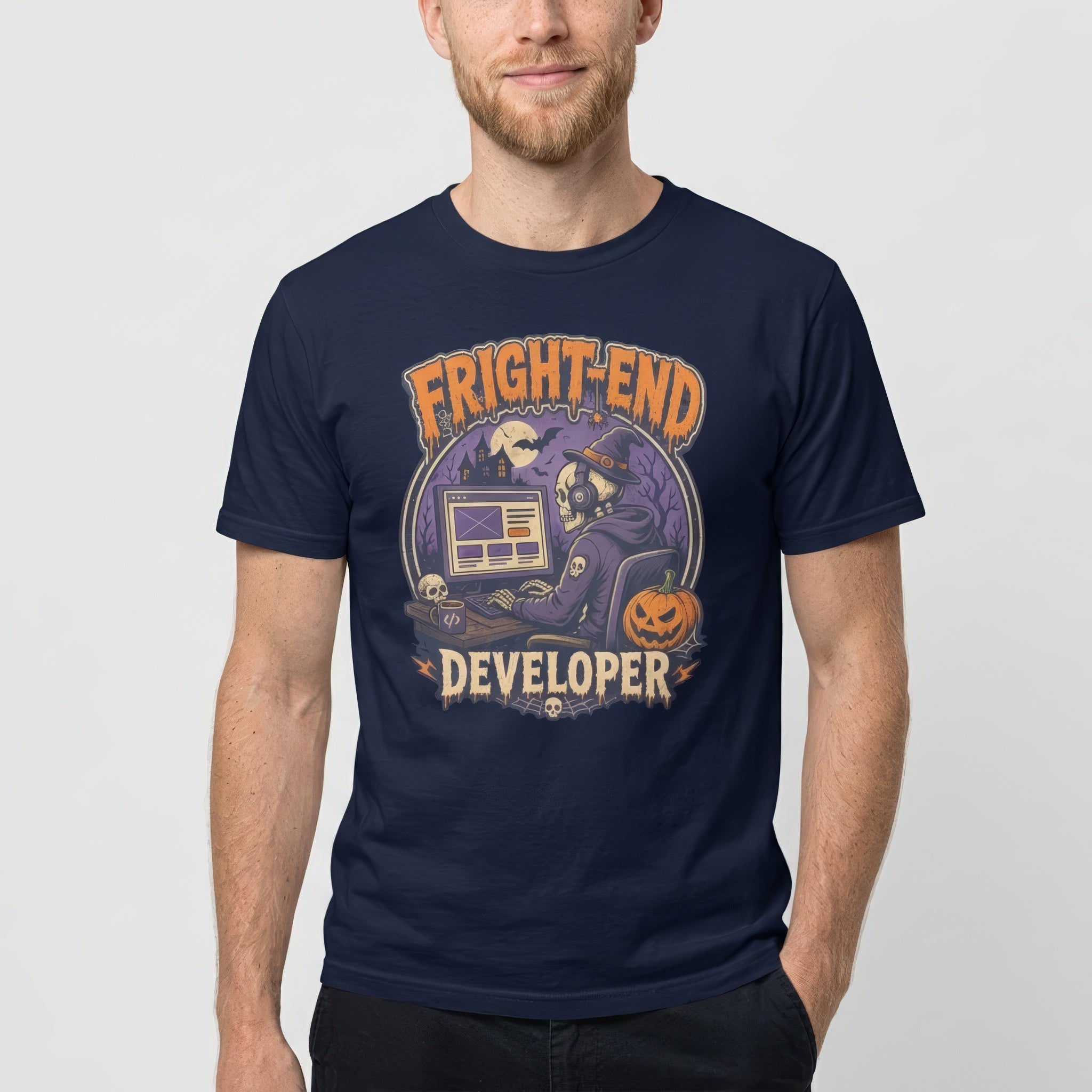 Fright-End Developer cartoon frontend full-search FrightEnd Developer - Developer T-shirt - techmerch.io