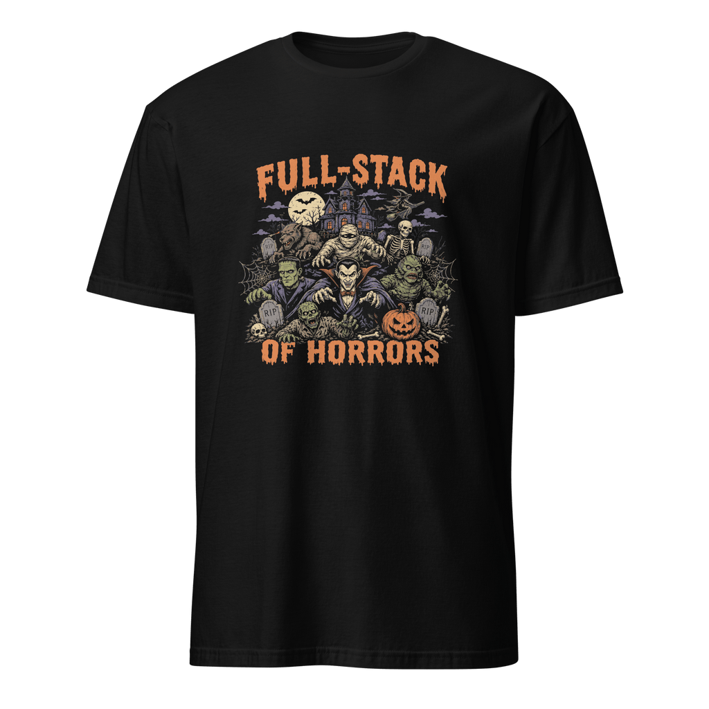 Full-Stack Of Horrors cartoon full-search FullStack Of Horrors fullstack - Developer T-shirt - techmerch.io