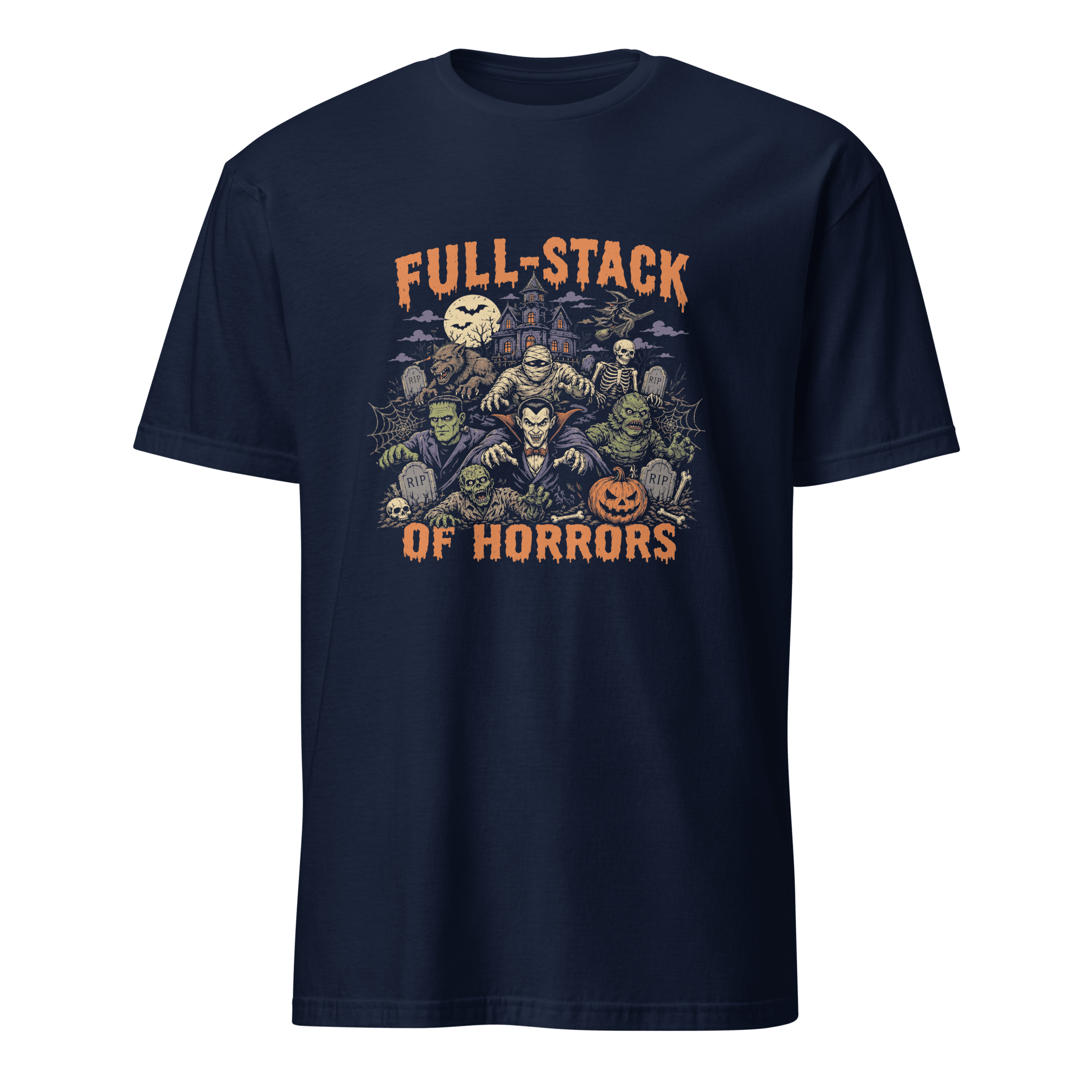 Full-Stack Of Horrors cartoon full-search FullStack Of Horrors fullstack - Developer T-shirt - techmerch.io