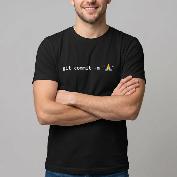 git commit - m pray deadpan git minimalist - Developer T-shirt - techmerch.io