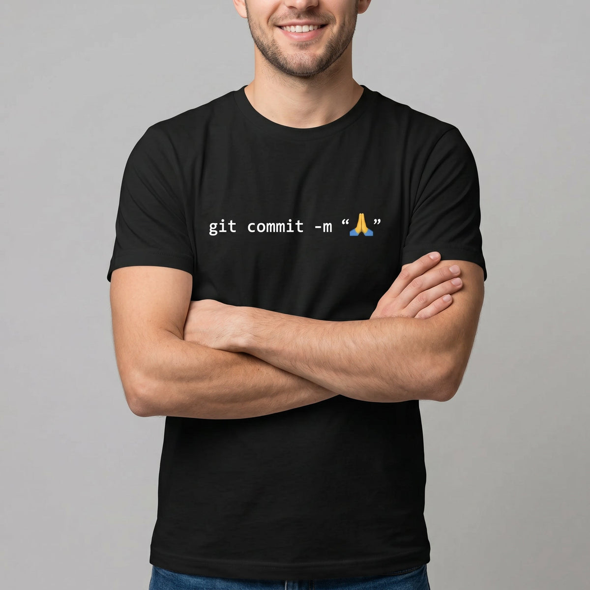 git commit - m pray deadpan git minimalist - Developer T-shirt - techmerch.io