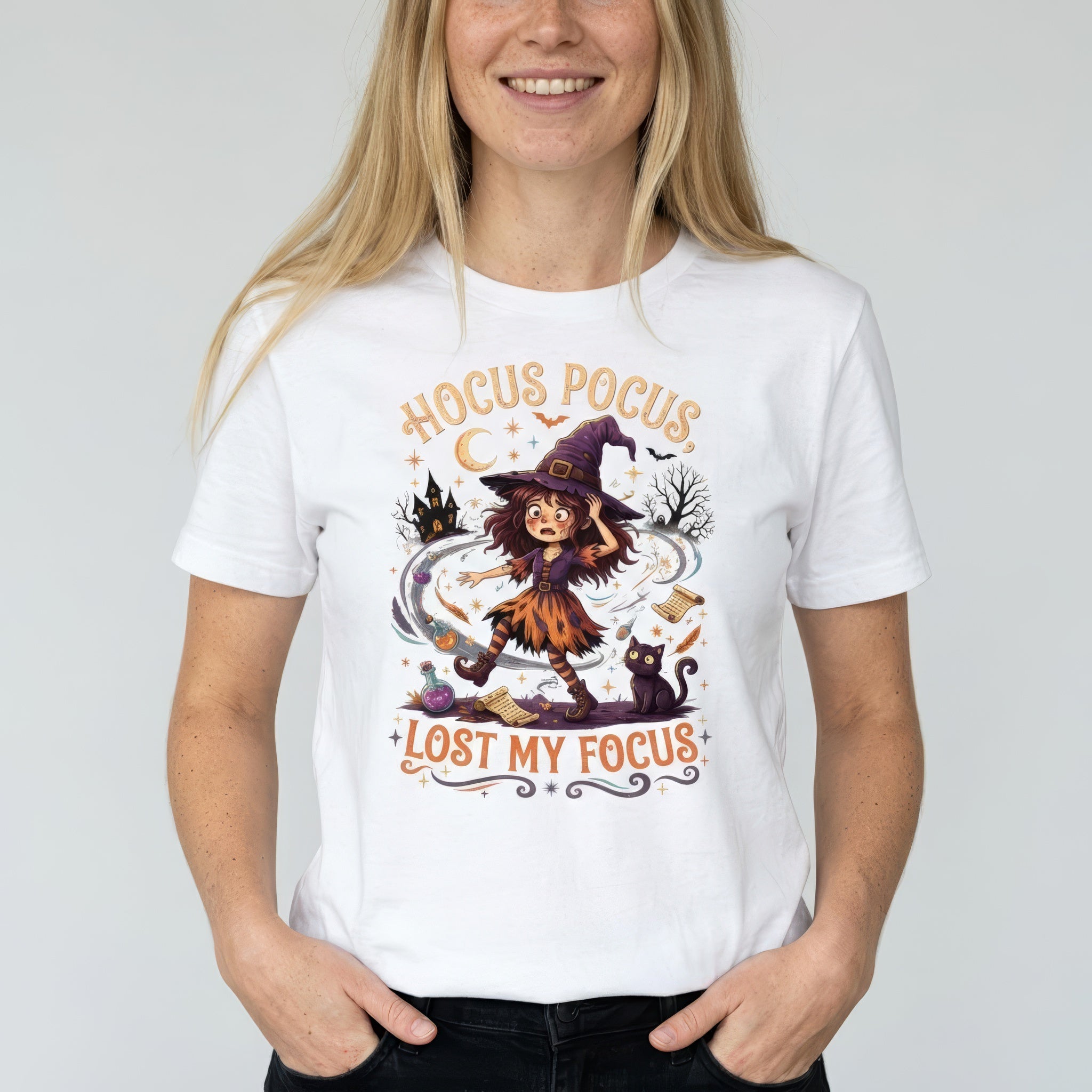 Hocus Pocus, Lost My Focus cartoon full-search Hocus Pocus Lost My Focus halloween - Developer T-shirt - techmerch.io