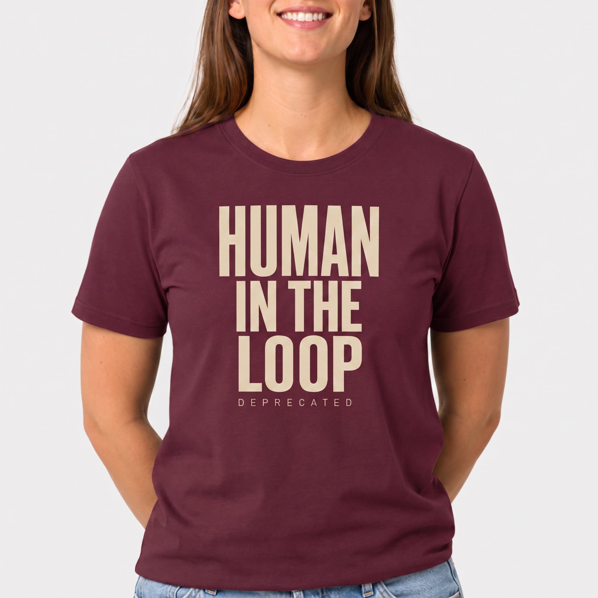 Human In The Loop Deprecated ai automation deadpan - Developer T-shirt - techmerch.io