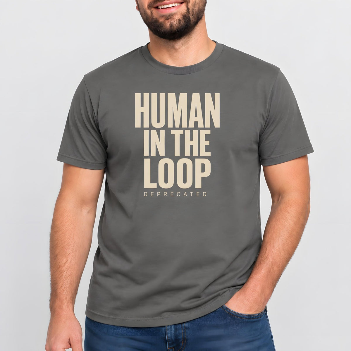 Human In The Loop Deprecated ai automation deadpan - Developer T-shirt - techmerch.io