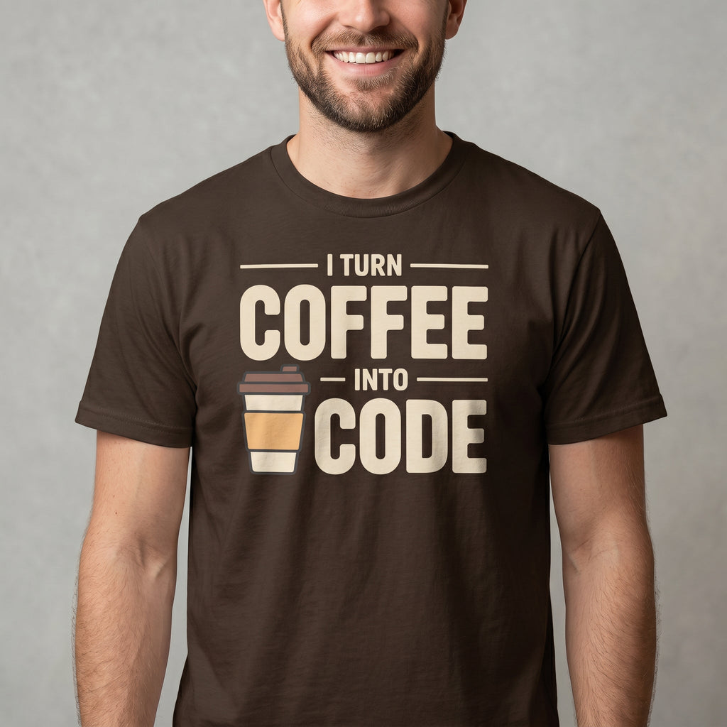 I Turn Coffee Into Code cartoon code coffee - Developer T-shirt - techmerch.io