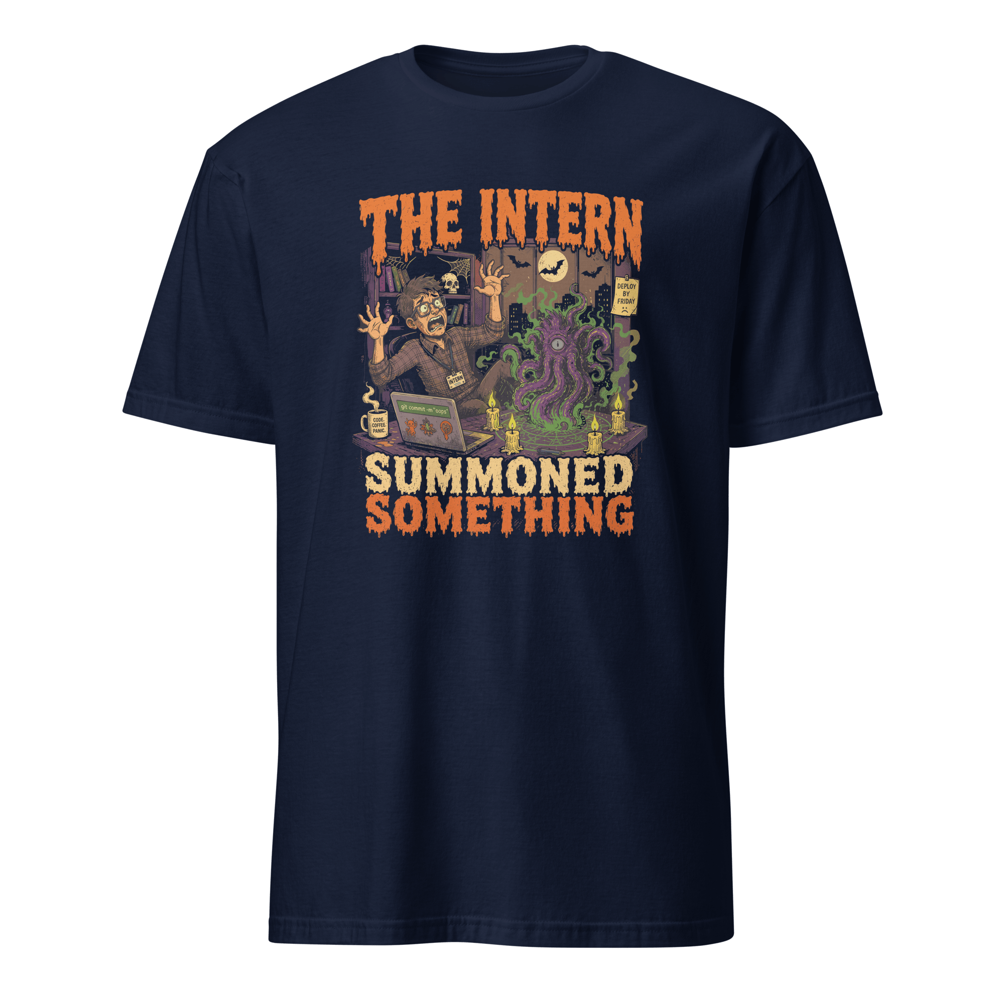 Intern Summoned Something cartoon full-search The Intern Summoned Something halloween - Developer T-shirt - techmerch.io