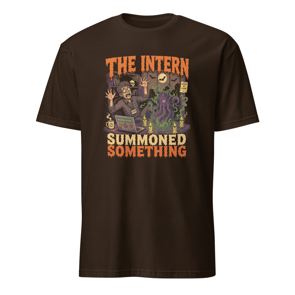Intern Summoned Something cartoon full-search The Intern Summoned Something halloween - Developer T-shirt - techmerch.io