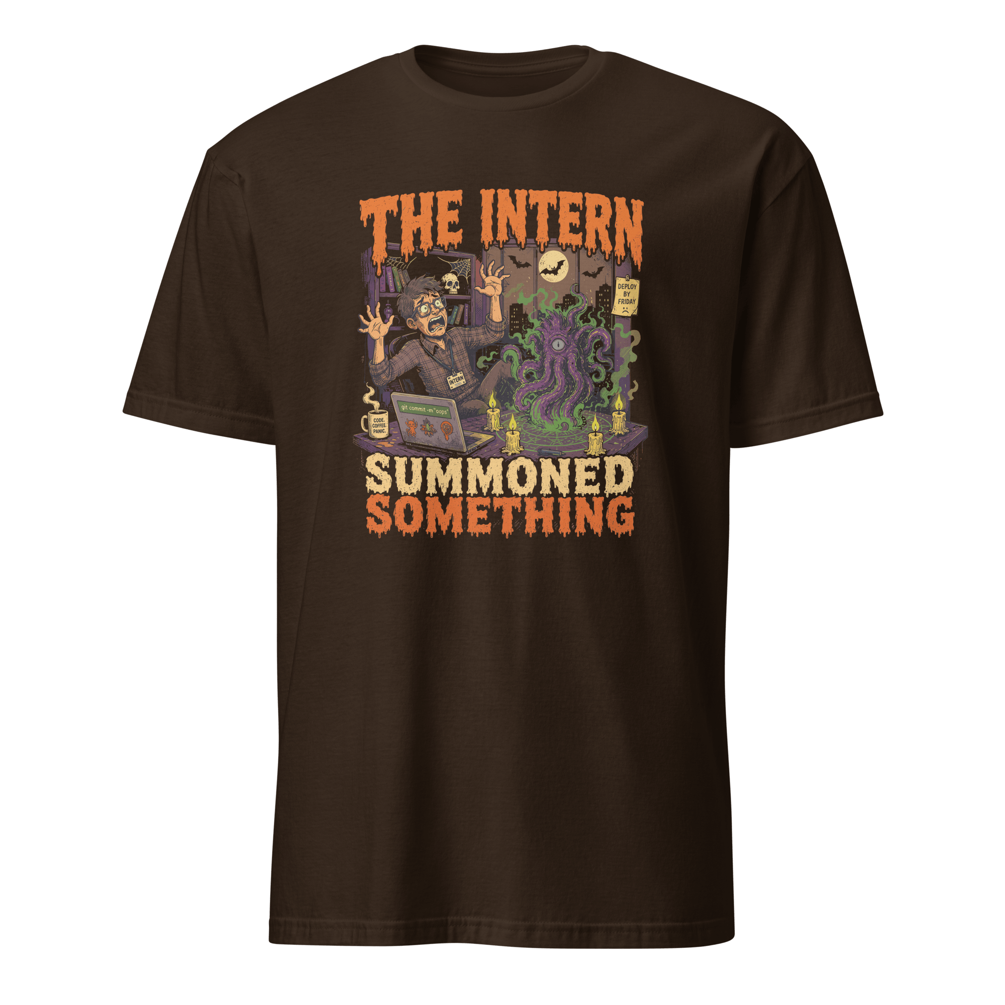 Intern Summoned Something cartoon full-search The Intern Summoned Something halloween - Developer T-shirt - techmerch.io