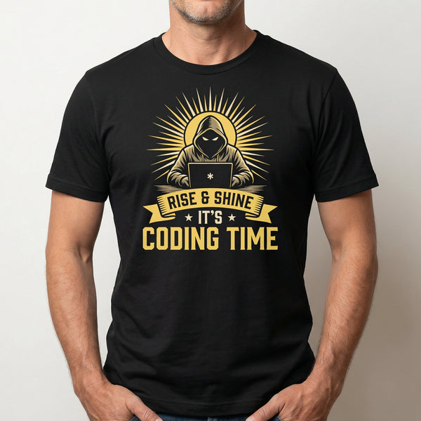 It's Coding Time cartoon code full - search rise and shine its coding time - Developer T-shirt - techmerch.io