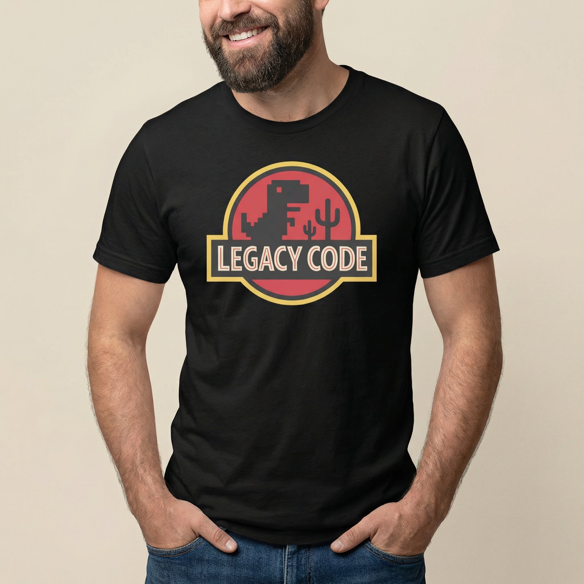 Legacy Code Dinosaur cartoon code full - search legacy code dinosaur - Developer T-shirt - techmerch.io