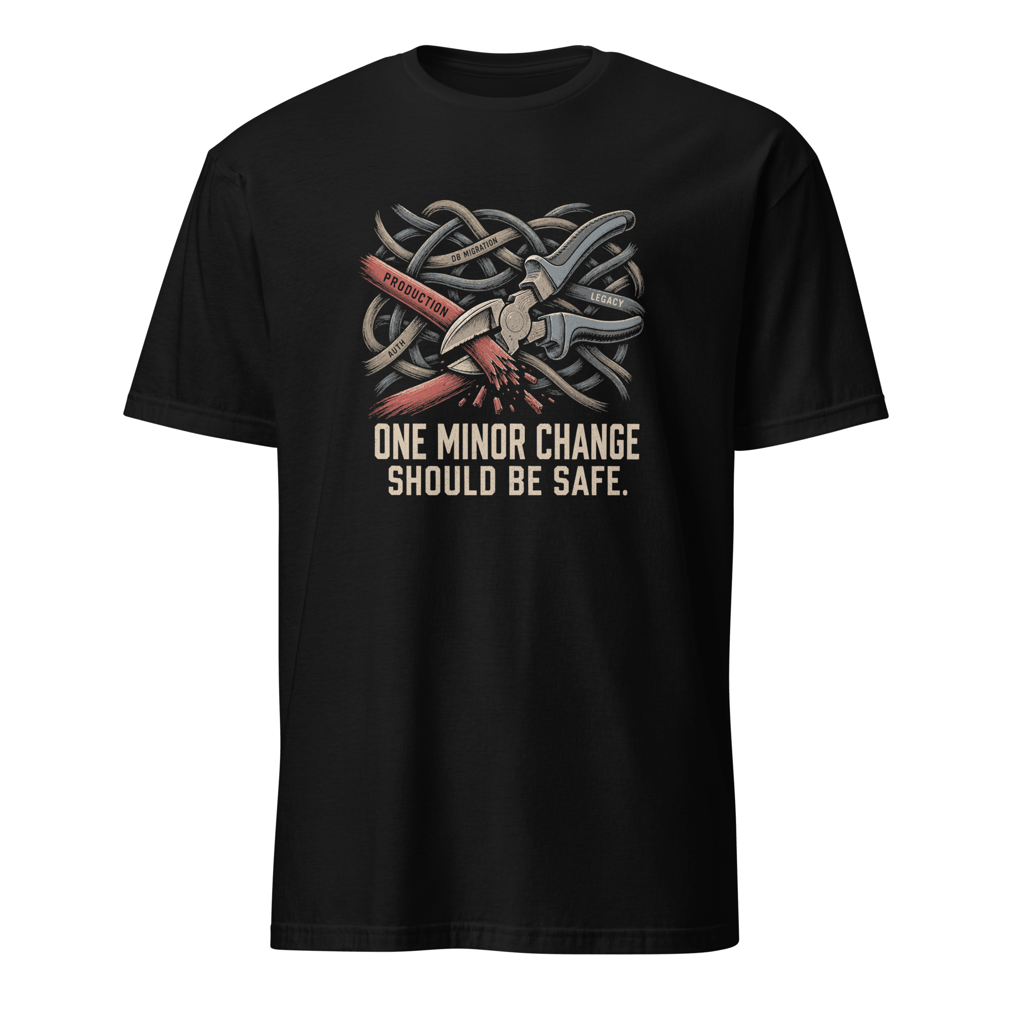 Minor Change Should Be Safe architecture bugs deadpan - Developer T-shirt - techmerch.io