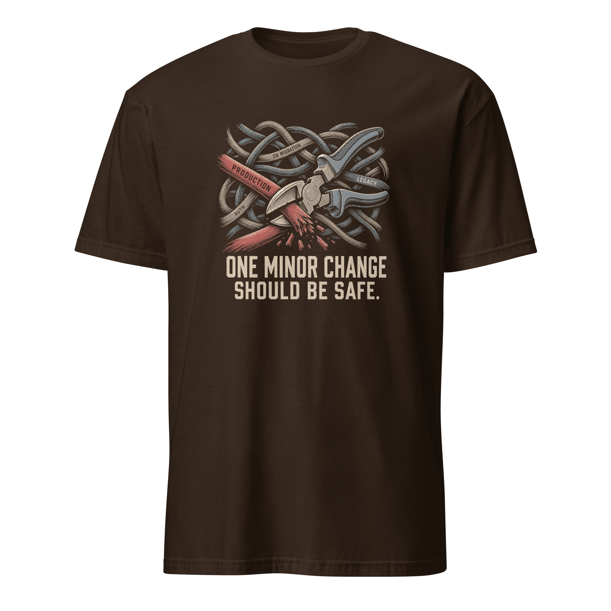 Minor Change Should Be Safe architecture bugs deadpan - Developer T-shirt - techmerch.io