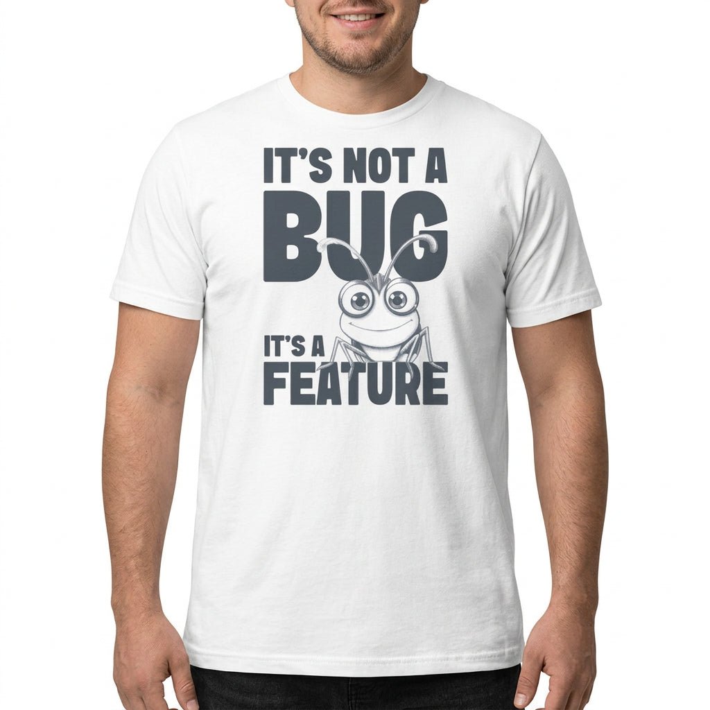 Not A Bug A Feature bugs cartoon full - search its not a bug its a feature - Developer T-shirt - techmerch.io