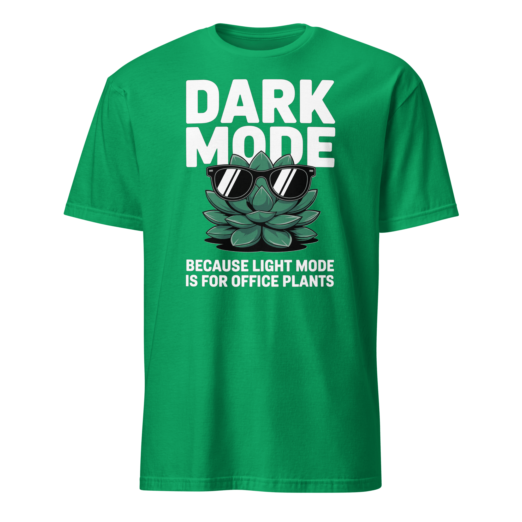 Not An Office Plant cartoon darkmode full - search dark mode because light mode is for office plants - Developer T-shirt - techmerch.io